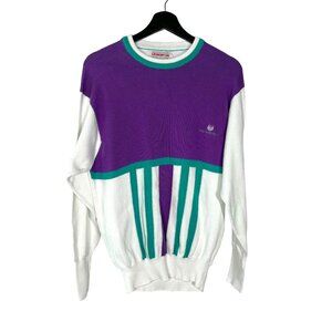 Vintage 90s White Purple Phoenician Cotton Golf Sweater Large